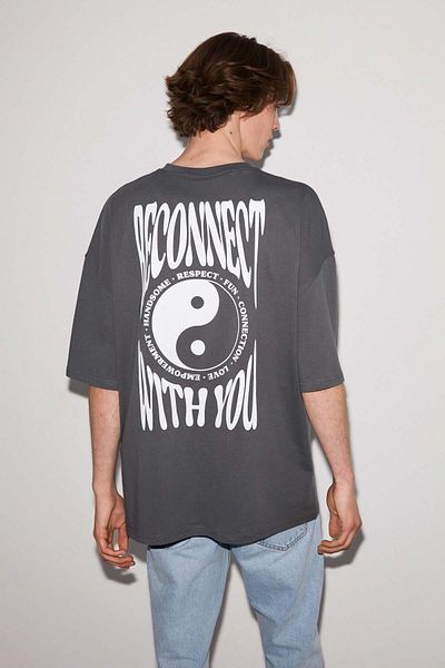 GRIMELANGE Reconnect Oversize Gray T-shirt
