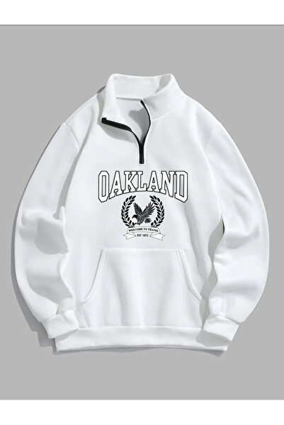 ALİKA سويت شيرت أوكلاند بياقة واقفة وسحاب كبير الحجم للجنسين