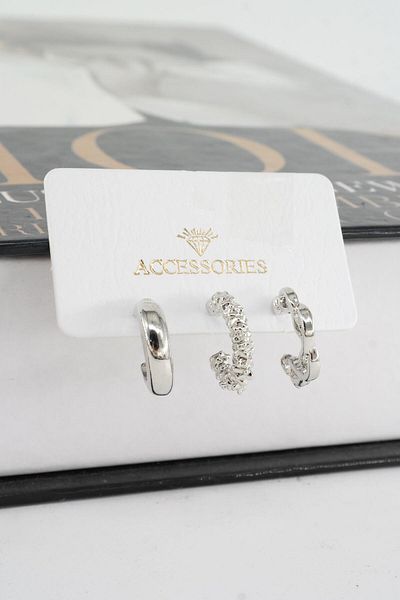 By Zeyna Aksesuar Women's 3-piece earrings