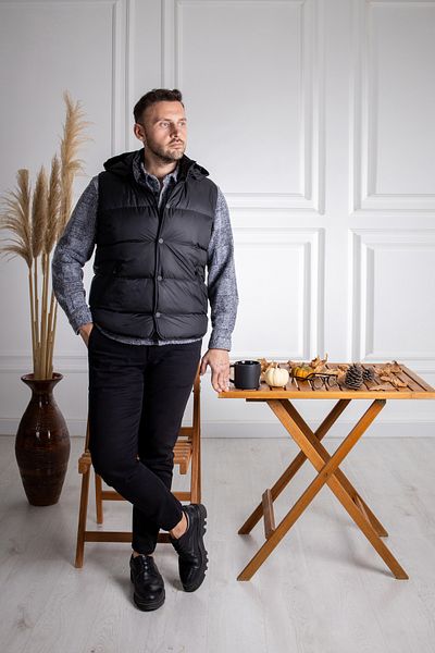 Sarar İnterview Sarar Taormina Hooded Snap Closure Black Puffer Vest