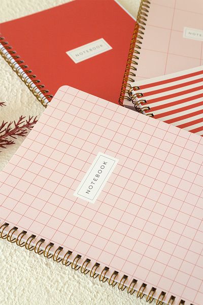 Matt Notebook A5 Spiral School Notebook 80 sheets Set of 4 - Checkered