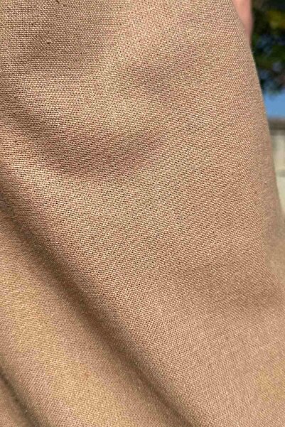 Rabia Şamlı Milky Brown Linen Trousers