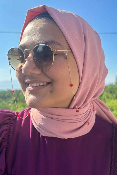 Rabia Şamlı Red Beaded Glasses Accessory