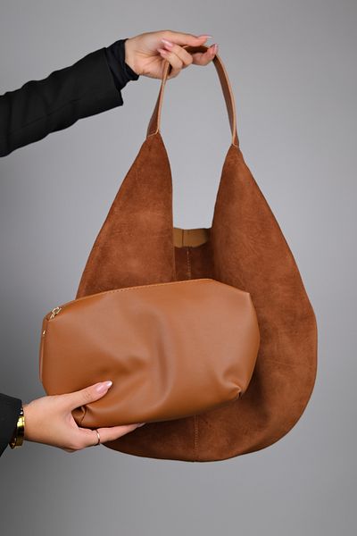 LuviShoes Puja Tan Skin Tan Valódi velúr bőr női válltáska