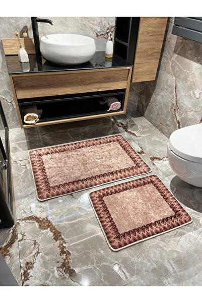 Brillant Zigzag Desenli 2 li Banyo Paspas (60x100 - 60x50)