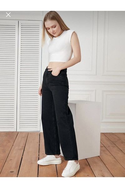 Geppetto Women's Black Palazzo Rising Waist Loose Leg Jeans Jean Pink(BUY 1 SIZE LARGE)