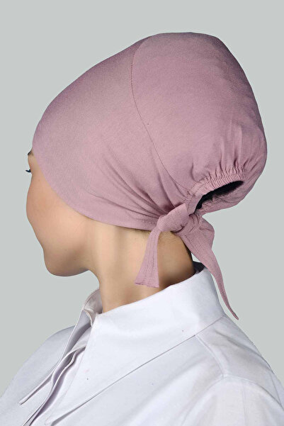 Altobeh Γυναικείο πρακτικό κορδόνι Hijab Χτενισμένο βαμβακερό καπέλο σκούρο ροζ