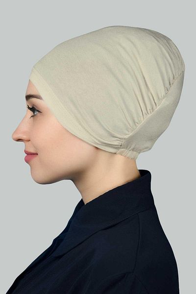 Altobeh Έτοιμο πρακτικό κουμπωτό ελαστικό καπό Hijab Dark Creamer