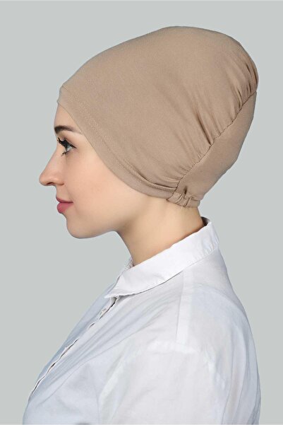 Altobeh Ready Practical Snap-on Elastic Hijab Bonnet Dark Beige