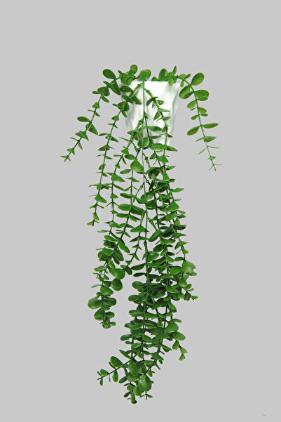 Lilac Home Yapay Çiçek Beyaz Elmas Saksıda Tek Dal Yeşil Okaliptus Sarkıt