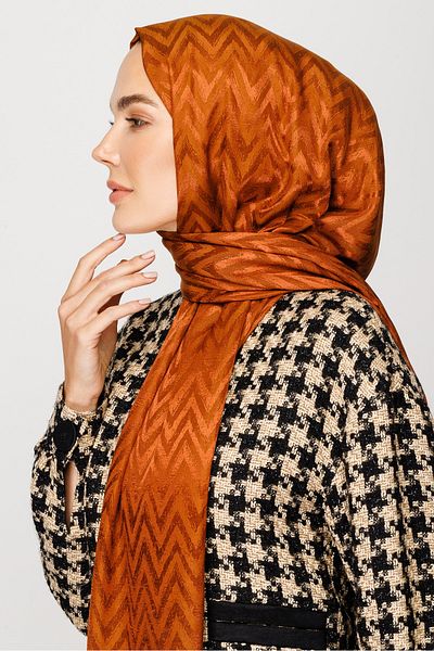 Mooncorn Zigzag Pattern Shiny Jacquard Shawl