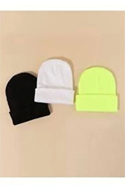 MinaCarin Basik Beret Σετ 3 Μαύρο-Λευκό-Κίτρινο