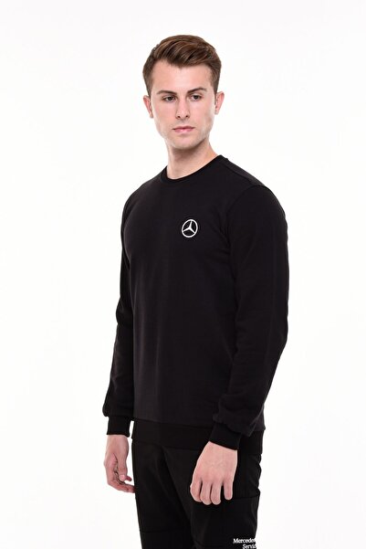 Uniprom Sıfır Yaka Mercedes Servis Sweatshirt İçi Şardonlu Kalın Kumaş Siyah Erkek