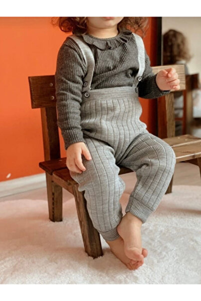 UĞURLU KİDS Askılı Ayarlanabilir Triko Tayt Salopet Tulum Bebek Çocuk Unisex