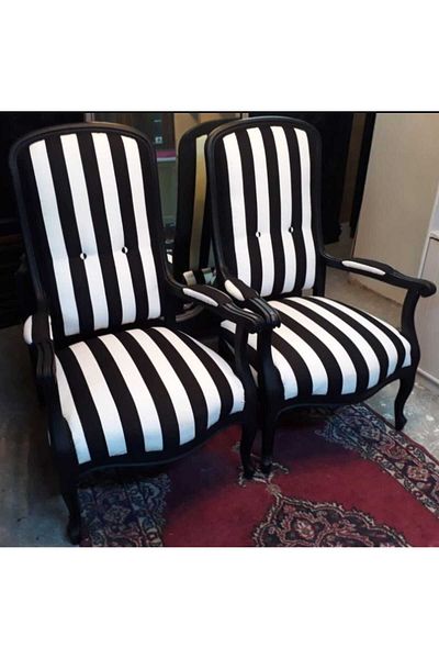ELLA FABRIC COLLECTION Μαύρο Λευκό Ριγέ - Ταπετσαρία