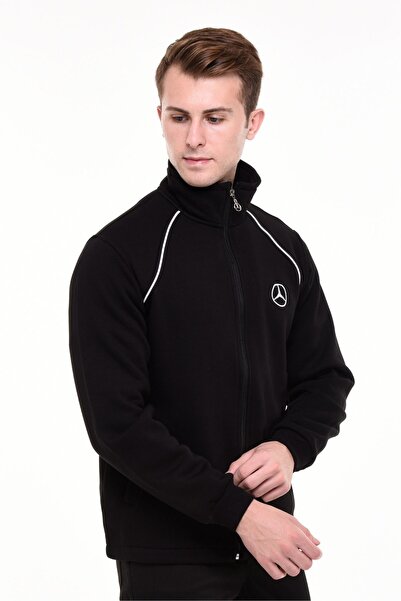 Uniprom Mercedes Servis Ceket 3 İplik Şardonlu Kışlık Siyah Erkek