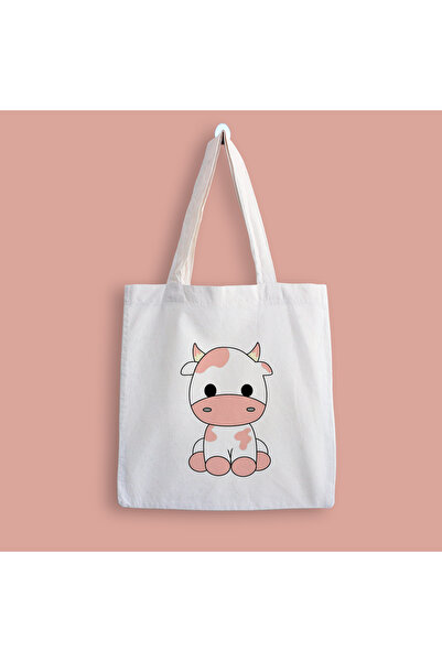 designedfy Geantă din pânză imprimată vacă