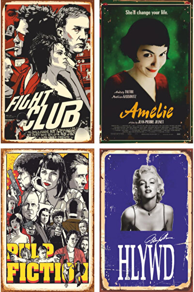 Hayat Poster en çok izlenen 24 efsane kült sinema filminin retro vintage ahşap poster seti. 24 adet set