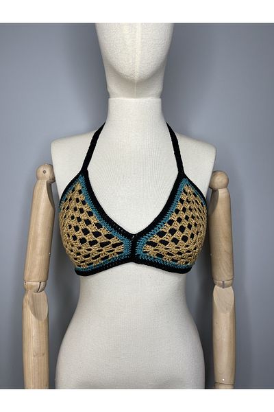 zeinapp Crochet Lined Authentic Bohemian Knitted Bikini Top
