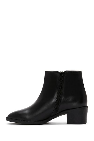 Derimod Women's Leather Zippered Heeled Classic Boots