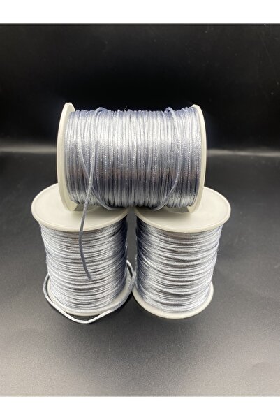 Hedef Bijuteri خيط فلوش 10 أمتار، خيط فلوش رمادي فضي اللون، خيط فلوش 1 مم / خ...