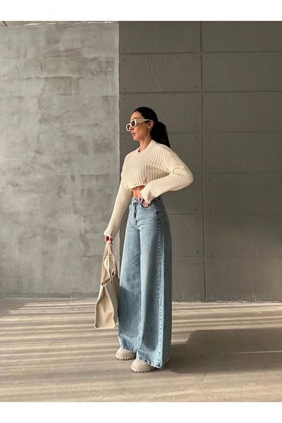 LAMİRAMOOD Karyıkama Palazzo Wide Leg Jeans ψηλόμεση