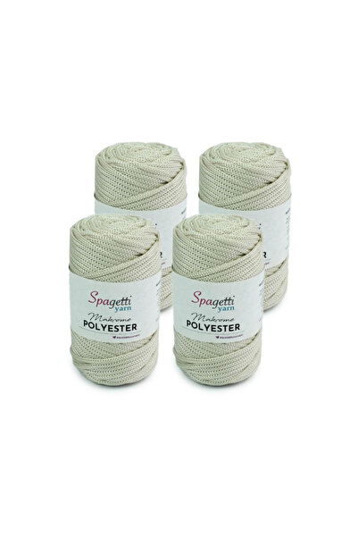 Spagettiyarn Polyester Makrome 4mm 4'lü Şeker Beyaz El Örgü İpliği