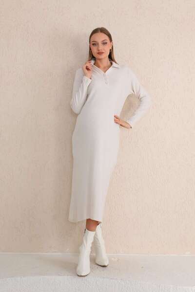 Miss Dünya Lissa Rochie de maternitate din material moale cu guler ecru