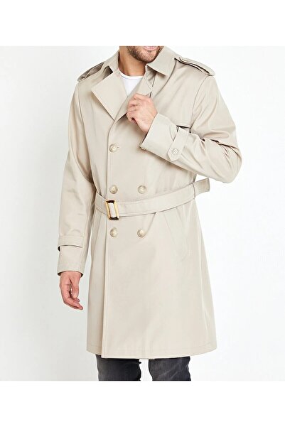 B C Bey'C Çift Düğme Astarlı Trençkot-pardüse Iç Astar Ekoseli