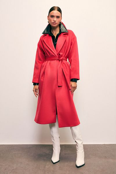 Sateen Belted Shabby Coat - Fuchsia