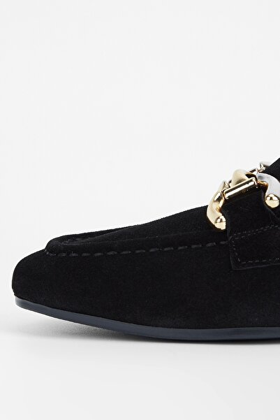 Valmenti Дамски черни велурени мокасини от естествена кожа