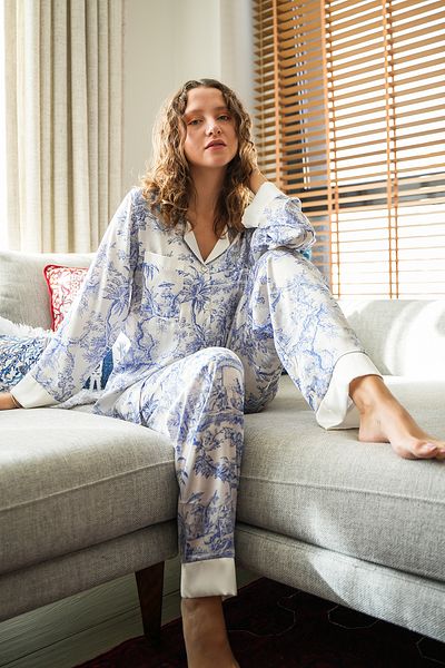 Mita Concept BLUE SILKY SATIN PAJAMAS SET