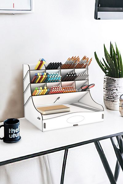 Mingitav Chamber 12 Compartment Large Size A4 Document Shelf - Pen Holder and Desktop Organizer with Drawer