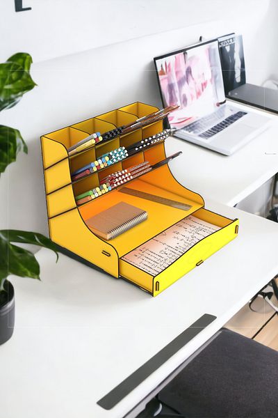 Mingitav Chamber 12 Compartment Large Size A4 Document Shelf - Pen Holder and Desktop Organizer with Drawer