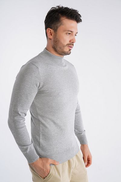 Trist Star Men's Gray 100% Cotton Half Turtleneck Knitwear Sweater Trist-1104