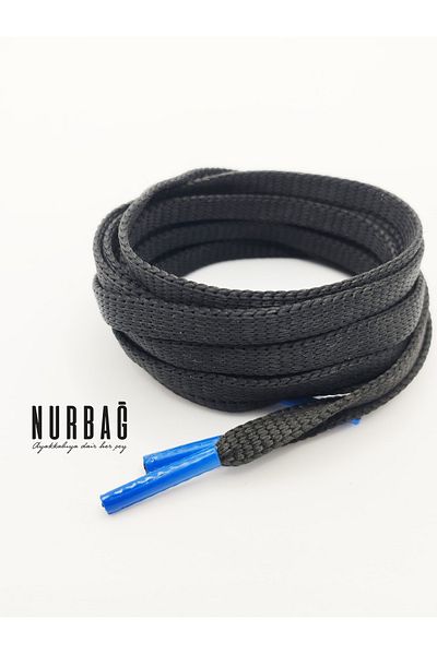 NURBAĞ DOKUMA SPORTS SHOES BLACK YASSI BLUE TOE LACES 1 PAIR 110 CM QX00014