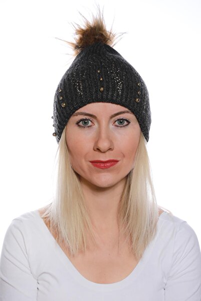 toptanhanem Розкішна шапка, в якій поєднуються витонченість і тепло – темно-сіра