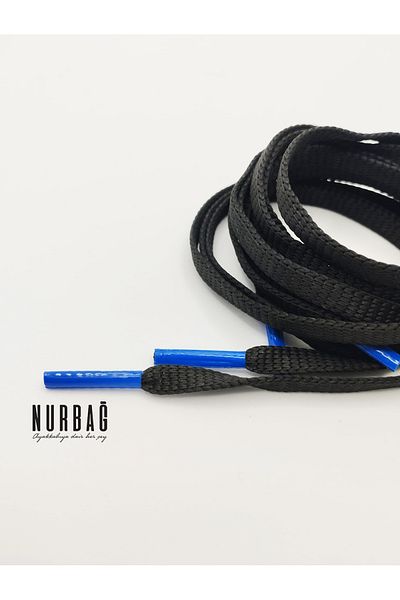 NURBAĞ DOKUMA SPORTS SHOES BLACK YASSI BLUE TOE LACES 1 PAIR 110 CM QX00014