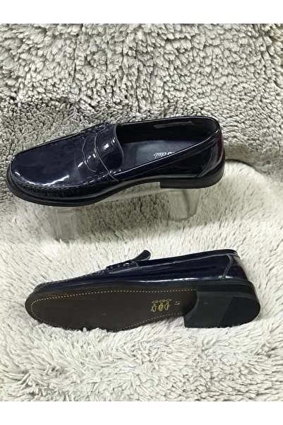 Metin Ayakkabı navy blue outer material genuine patent leather niolite sole men's shoes