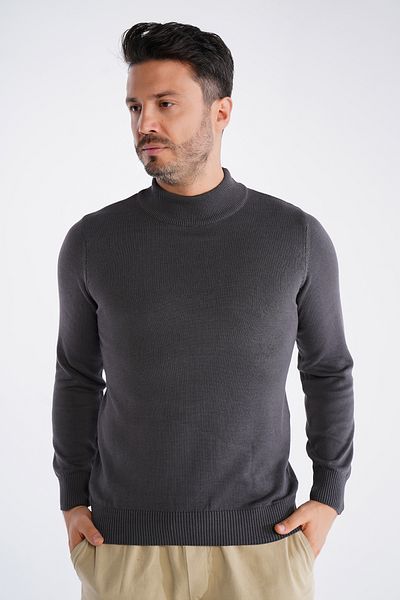 Trist Star Men's Smoked 100% Cotton Half Turtleneck Sweater Trıst-1104