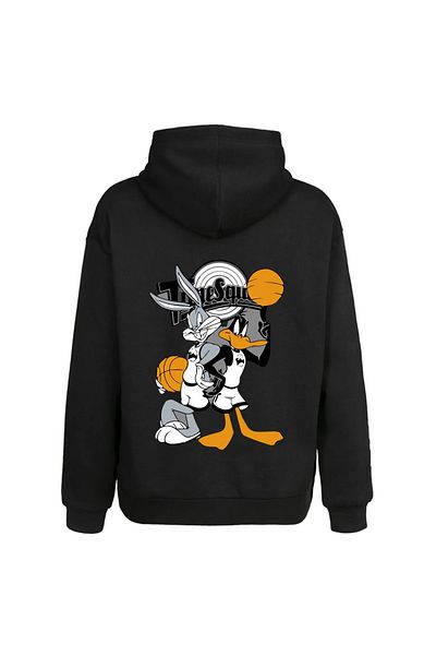 GREENCACTUS Hanorac negru unisex cu glugă Bugs Bunny