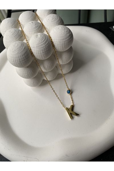 Alice Steel Gold Letter K Necklace