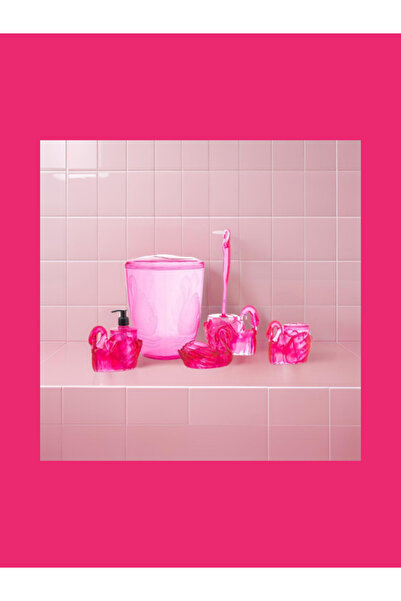 Genel Markalar Akrilik 5'li Kuğu Banyo Seti Akrilik Pembe 5 Parça