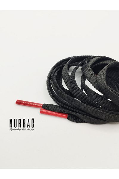 NURBAĞ DOKUMA SPORTS SHOES BLACK FLAT RED TIP LACES 1 PAIR 110 CM QX000085