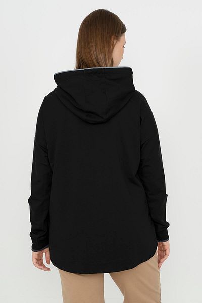MARATON Plus Size Women's Hooded Long Sleeve Black Sweatshirt 21169