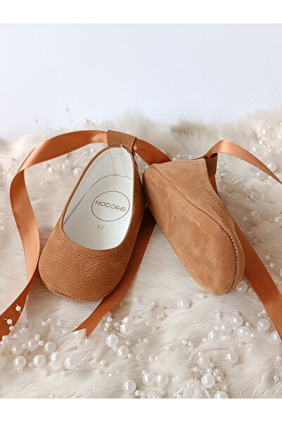 Hodore Fiore Tan Nubuck Genuine Leather Baby Ballerina Loafer