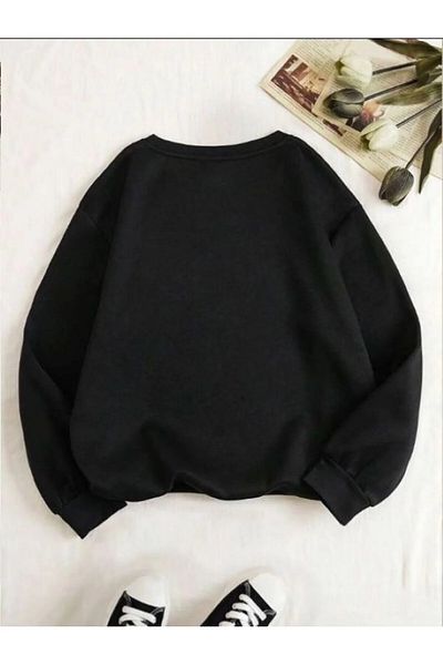 Jooy Company Hanorac de bază negru cu 3 fire, cu decolteu rotund, neimprimat