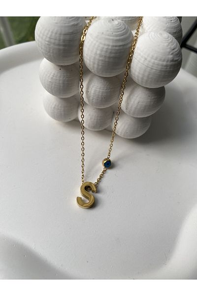Alice Steel Gold Letter S Necklace