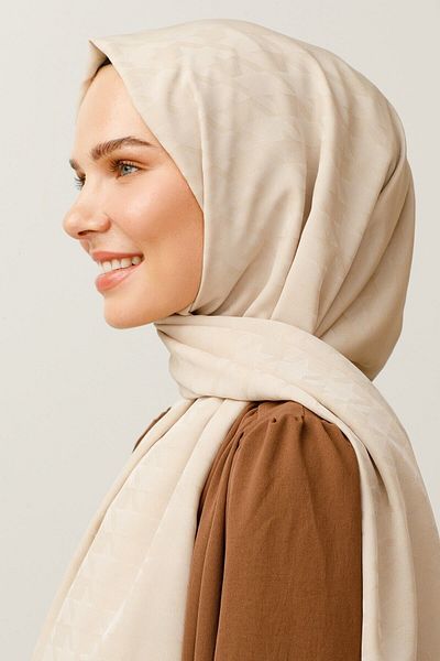 Mooncorn Stone Color Houndstooth Pattern Silky Jacquard Shawl