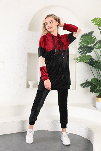 WestBound French Velvet Plush Embroidery Printed Women's Tracksuit Set